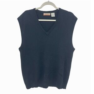 Old Money Barry Bricken V-Neck Sweater Vest Large Navy Blue Dark Academia Preppy